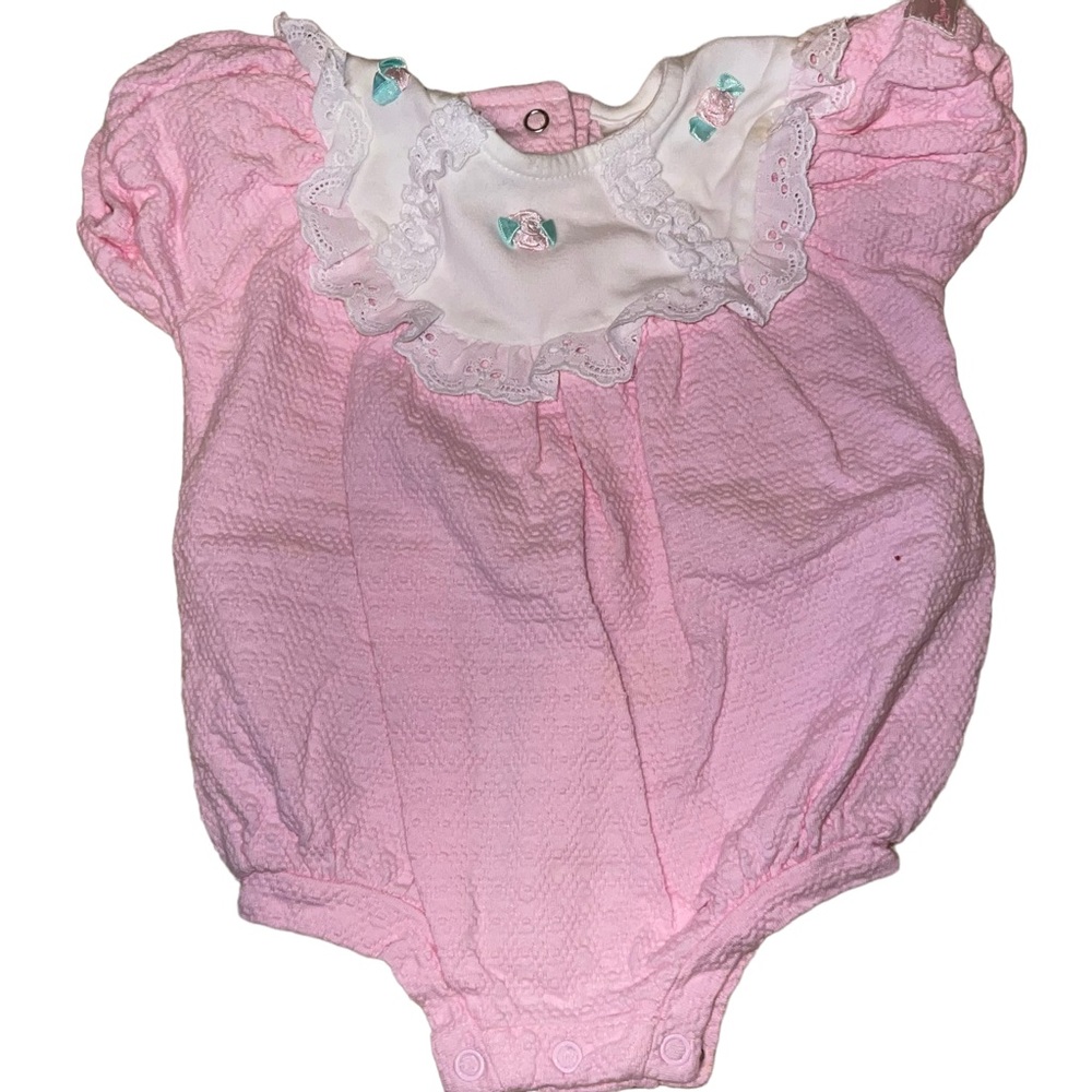 Little Impressions By Healthtex Vintage Infant Girls Romper Pink White 3-6 Month